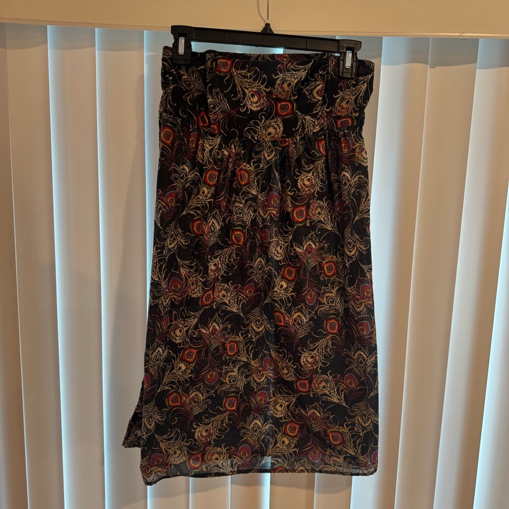 Charlotte Russe Strapless Peacock Pattern Mini Dress